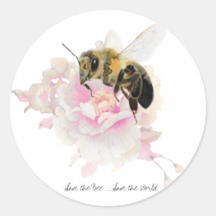 Red de Bee! Red de wereld!  bijen Ronde Sticker