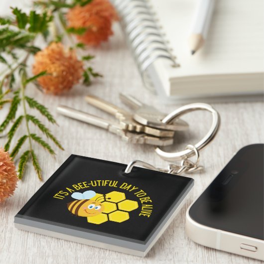 Red de Bijen BEE Leus Citaten Bewustzijn Geschenke Sleutelhanger (Voorkant Rechts)