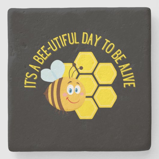 Red de Bijen BEE Slogan Quotes Awareness Cadeaus Stenen Onderzetter (Voorkant)