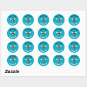 Red de bijen blauw ronde sticker (Vel)
