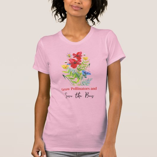 Red de Bijen Bloem Bestuivers T-Shirt (Voorkant)