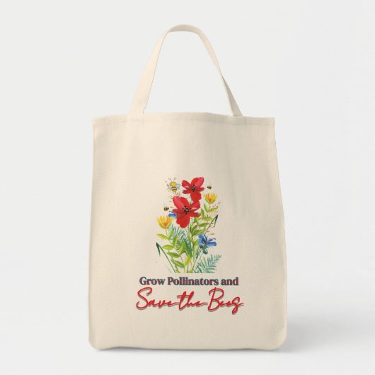 Red de bijen Floral Canvas tas (Voorkant)