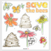 Red de bijen honing bij de slaap sticker (Vel)