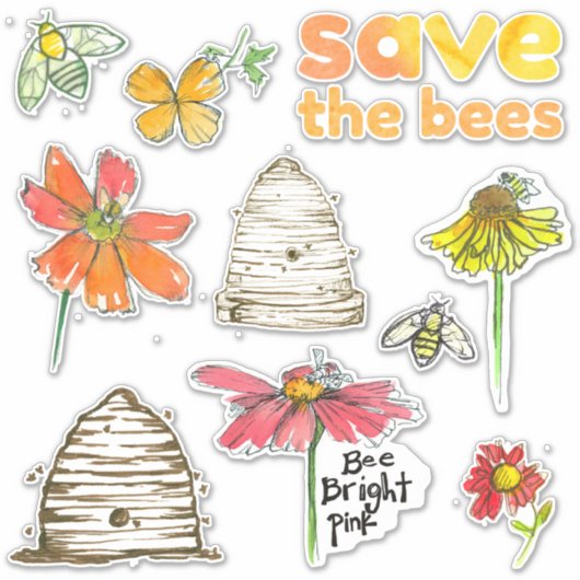 Red de bijen honing bij de slaap sticker (Voorkant)