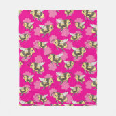 Red de bijen met roze bloemen fleece deken (Voorkant)