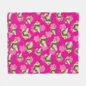 Red de bijen met roze bloemen fleece deken (Voorkant (Horizontaal))