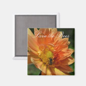 Red de bijen... Peach Dahlia Magnet (Voorkant / Achterkant)