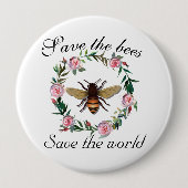 Red de Bijen Red de Wereld Knop Ronde Button 4,0 Cm (Voorkant)