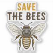 Red de bijen sticker met  honingbij (Voorkant)