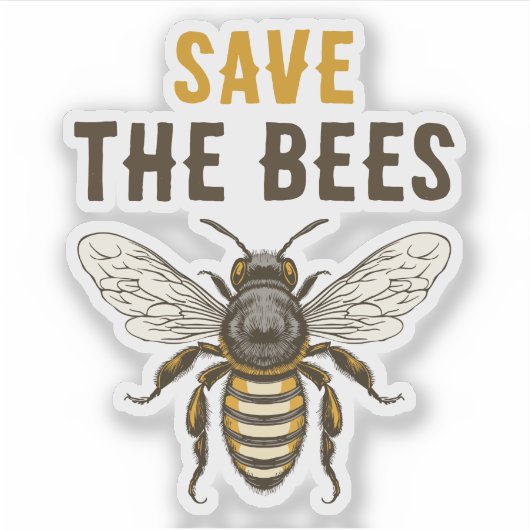 Red de bijen sticker met honingbij (Voorkant)