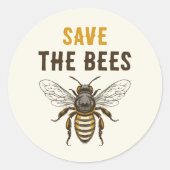 Red de bijen sticker met vintage honingbij (Voorkant)