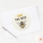 Red de bijen sticker met vintage honingbij (Envelop)