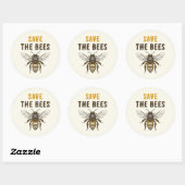 Red de bijen sticker met vintage honingbij (Vel)