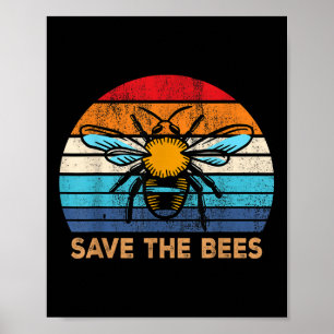 Red de bijenretro klimaatverandering Aarde D D Poster