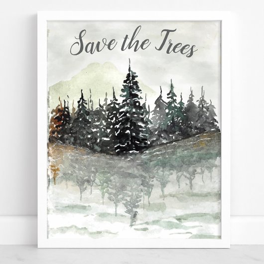 Red De Bomen Aquarel Dennenbos Eco Poster