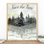 Red de bomen Aquarel Grove Eco Poster