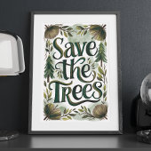 Red de bomen, groen en bladconserveringskunst poster