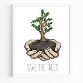 Red de bomen handen jonge boom milieubescherming poster
