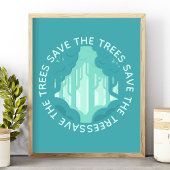 Red de Bomen Teal Circulaire Bos Moderne Ecologie Poster