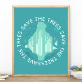 Red de Bomen Teal Circulaire Bos Moderne Ecologie Poster