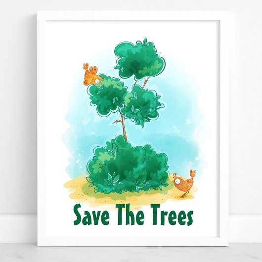 Red De Bomen Tuin Vogels Milieu Poster