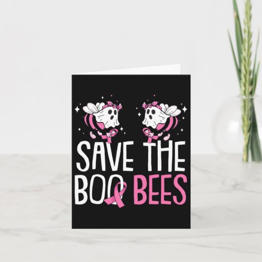 Red de borstkankerbewustzijn Boo Bees Halloween Kaart (Voorkant)
