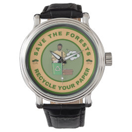 Red de bossen recycle je papier horloge