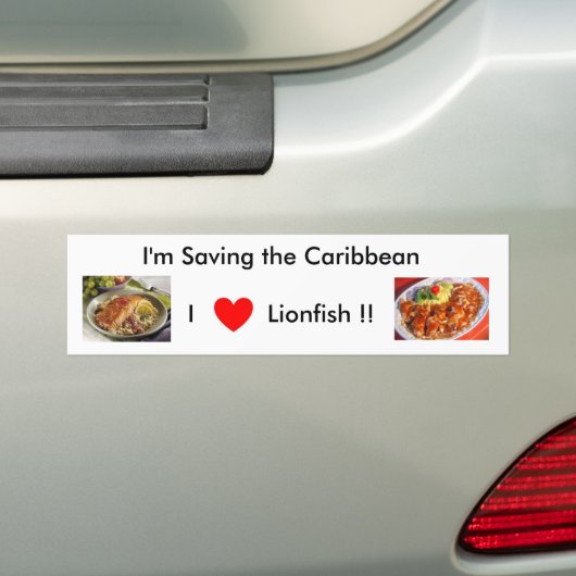 Red de Caraïben - Eat Lionfish Bumpersticker (Op auto)