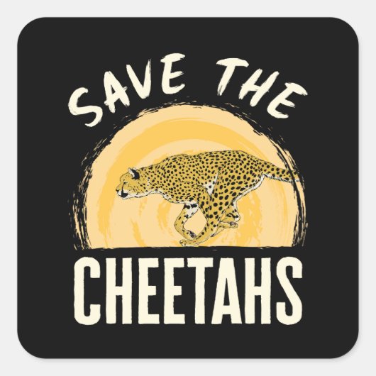 Red de Cheetahs Bedreigde Dieren Vierkante Sticker (Voorkant)
