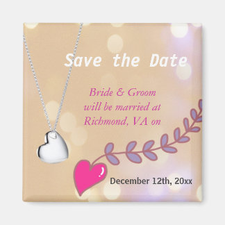 red de date bruiloft magneet. roze hart en nek magneet