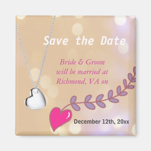 red de date bruiloft magneet. roze hart en nek magneet (Voorkant)