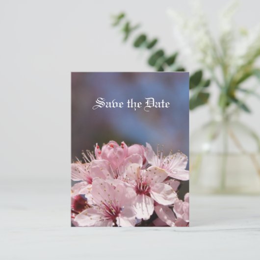 red de date , cherry blossom aankondigingskaart (Staand voorkant)