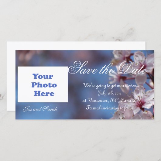 red de date , cherry blossom save the date (Voorkant / Achterkant)