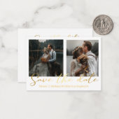 red de date gouden bruiloft 2 foto ' s collage notitiekaartje (Voorkant / Achterkant in situ)