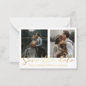 red de date gouden bruiloft 2 foto ' s collage notitiekaartje (Voorkant)
