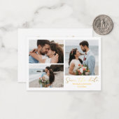 red de date goudkalligrafie trouwcollage notitiekaartje (Voorkant / Achterkant in situ)