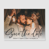 red de date, kalligrafie trouwfoto magneet (Voorkant)