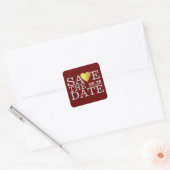 red de date van het huwelijk rood vierkante sticker (Envelop)