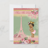 Red de datum Etnische Prinses Paris Baby shower Save The Date (Voorkant)