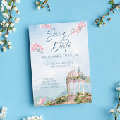 Red de datum Indiase bruiloft pauw stoffig blauw Kaart