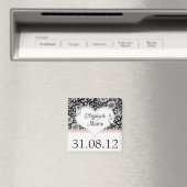 Red de datum Love Doves Love Birds Damask Magneten (Insitu (Vaatwasser))