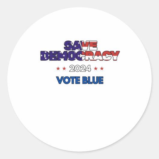 Red de democratie ronde sticker (Voorkant)