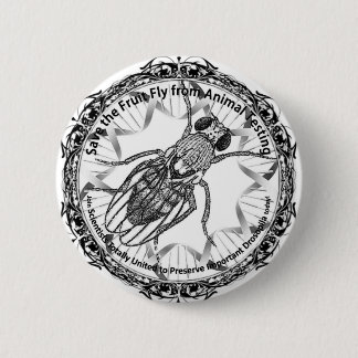 Red de fruitvlieg! ronde button 5,7 cm