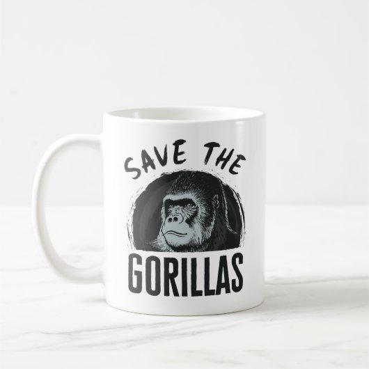Red de Gorillas Gorilla Bedreigd Uitsterven Koffiemok (Links)