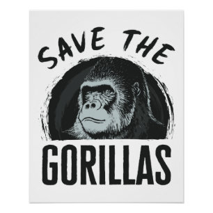 Red de Gorillas Gorilla Bedreigd Uitsterven Perfect Poster