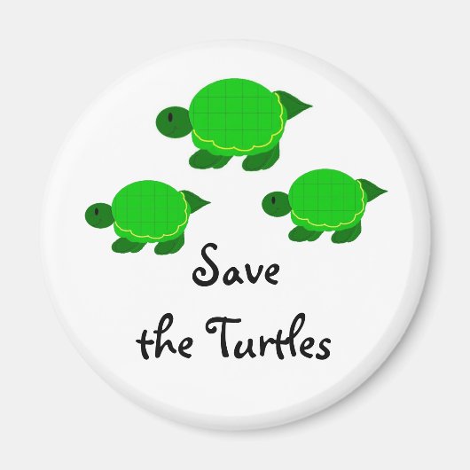 Red de Groene Schildpadden Magneet (Voorkant)