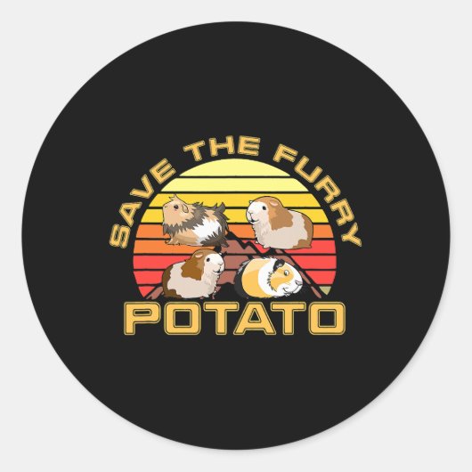 Red de harige aardappel schattig cavia liefhebber  ronde sticker (Voorkant)