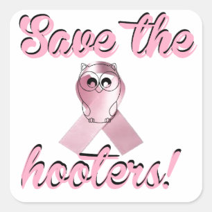 Red de hooters, borstkankerbewustzijn vierkante sticker