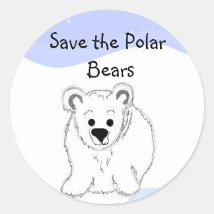 Red de ijsberen ronde sticker