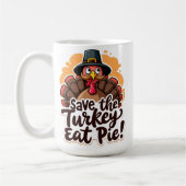 Red de kalkoen, eet taart! koffiemok (Links)